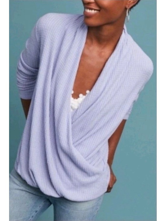 Anthropologie Tops - Anthropologie Akemi + Kin Woodruff Lilac Waffle Knit Wrap Top XS